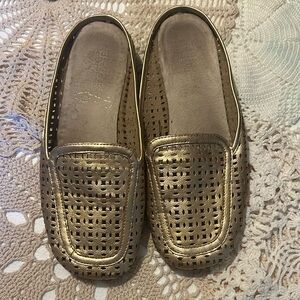 AEROSOLES Gold Perforated Loafers for Everyday Elegance